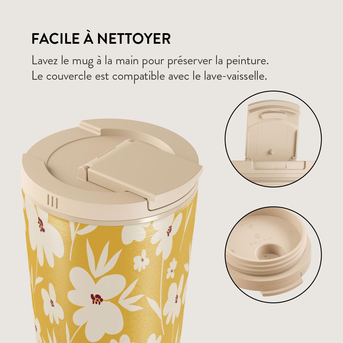 BURGA Gobelet de Voyage 700 ml – Gobelet Isotherme en Acier Inoxydable, garde les boissons chaudes 6 h et froides 24 h, couvercle rabattable étanche, compatible porte-gobelets