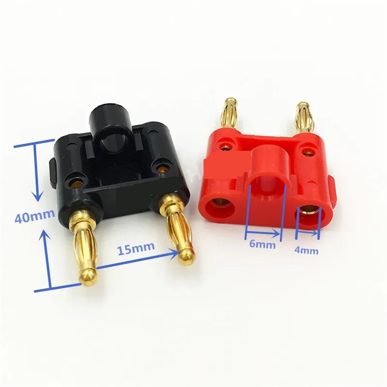 100 pezzi dorati doppi 4mm spina maschio a banana for presa jack adattatore altoparlante connettore(50Black 50Red)