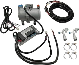 Automatic air conditioning compressor, Treeligo 12V Car Electric Air Conditioner A/C Air Conditioning Compressor & Control Panel Compatible For Truck Bus Automotive Boat Tractor(1 Set 24V)