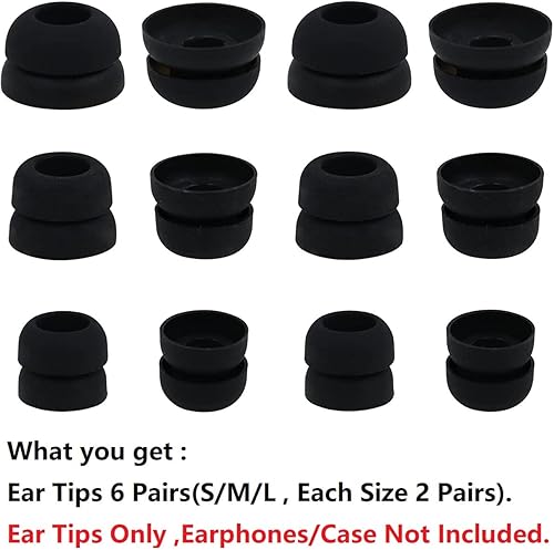 Miniatura 5 de Almohadillas compatibles con Beats Studio Buds, 6 pares de auriculares de silicona de doble brida para auriculares de repuesto para Beats Studio