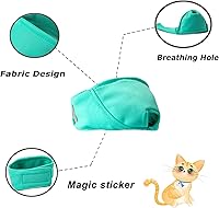 Vista 4 de Bozal para gatos con malla transpirable, bozal protector bucal para evitar mordeduras, masticar, aseo, antiarañazos (L, verde)