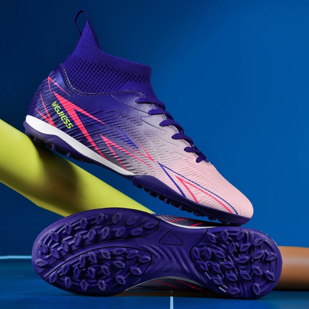 Chaussures de Foot TF, Hommes, Design Chaussette Haute Tricot, Léger Respirant, Couleurs Stylées, Adhérence Supérieure, Entraînement Match Football Indoor/Outdoor