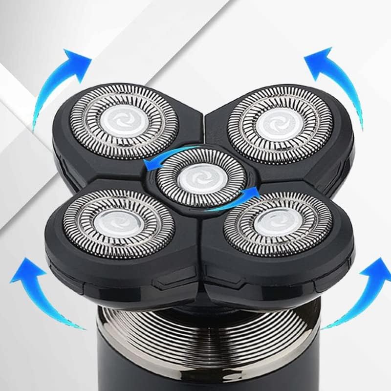 Head Shavers for Bald Men, 5in1 washable grooming electric shaver male face electric razor rechargeable rotary beard shaving machine cleaning shaver kit