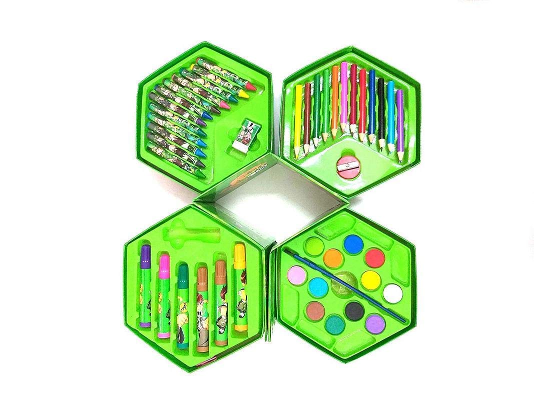 VBE® 46 Pieces Color Pencil Box With Crayons, Water Colors And Sketch Pen Set (Green Box)