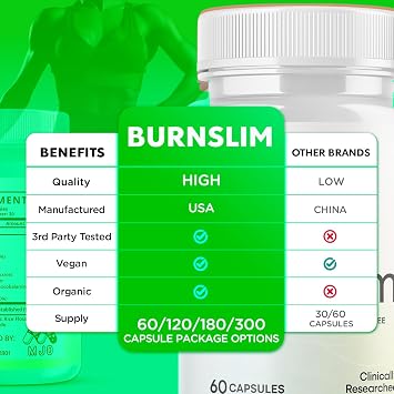 (2 Pack) Burn Slim Capsules, Official Burnslim Pills with All Natural Ingredients, Advanced Burn Slim Health and Wellness Vitamin Supplement Supporting Active Lifestyle for Women & Men (120 Capsules)