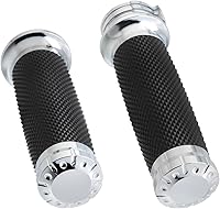 Vista 5 de Twilight Garage 1" Chrome Motorcycle Hand Grip Handlebar Grips Cable Throttle Compatible with Harley Davidson Sportster Honda Yamaha Suzuki Kawasaki