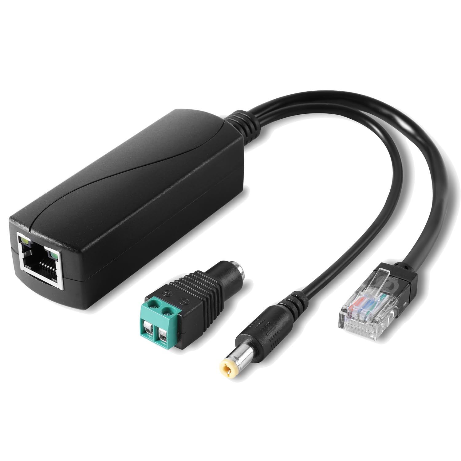 2.5G Ethernet PoE Splitter 12V/2A with DC Female Connector, DC 5.5 * 2.1mm Plug, 48V PoE to DC 12V/2A 24W Output, Compliant with IEEE 802.3af/at for DIY &amp; Various Scenarios (PS5712TG-B)