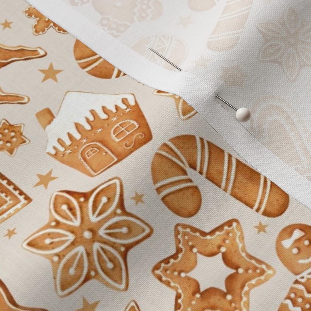 Spoonflower Fabric - Medium Scale Gingerbread Man Sugar Cookie Christmas Tan Texture Printed on Petal Signature Cotton Fabric by The Yard - Sewing Quilting Apparel Crafts Decor