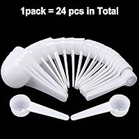 Vista 6 de Cuchara de plástico de 0.85 oz de 1/3/5/10/0.53 oz, cucharadita de medición de mango largo, parte inferior plana redonda para leche en polvo