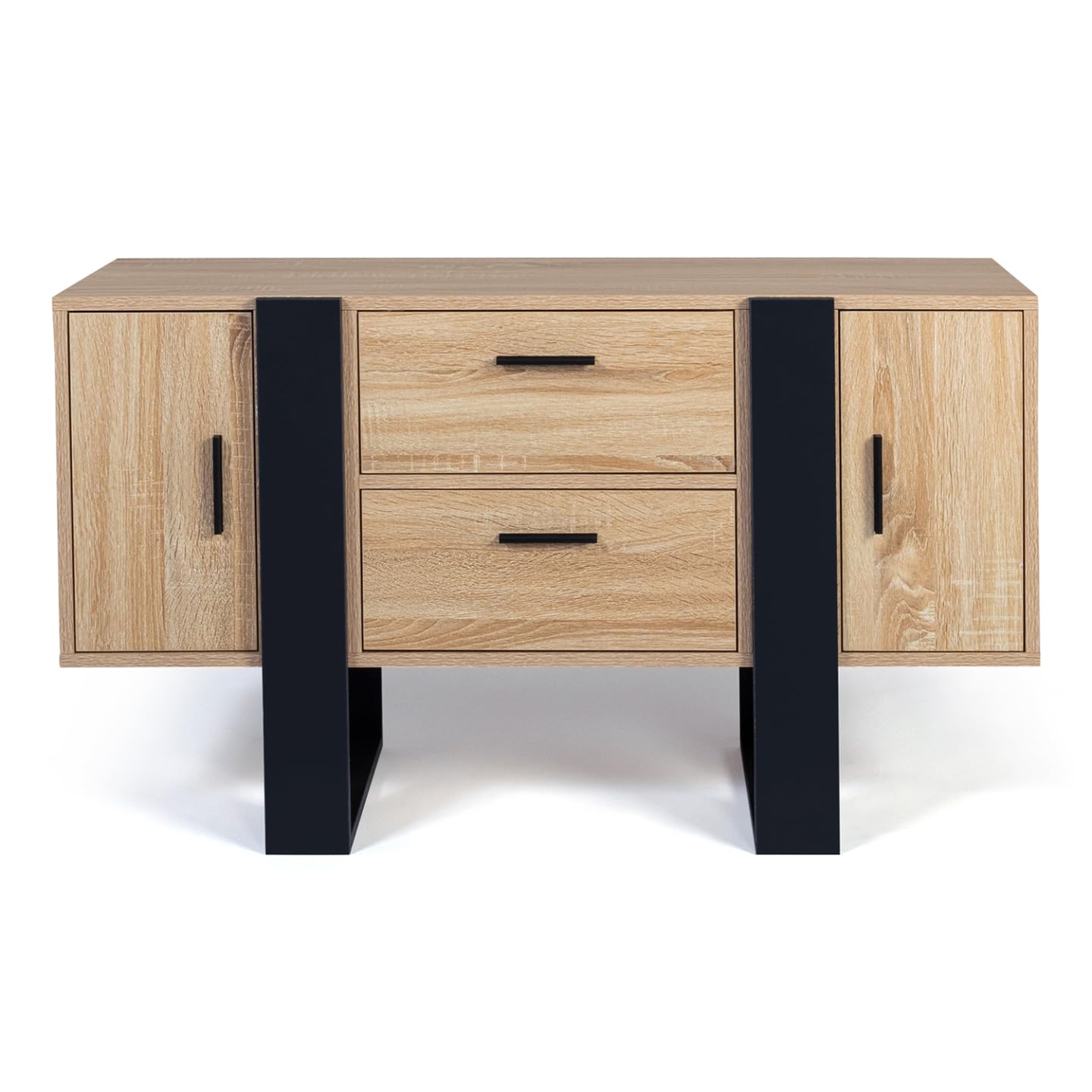 IDMarket Phoenix - Aparador bajo (105 cm), color negro y madera