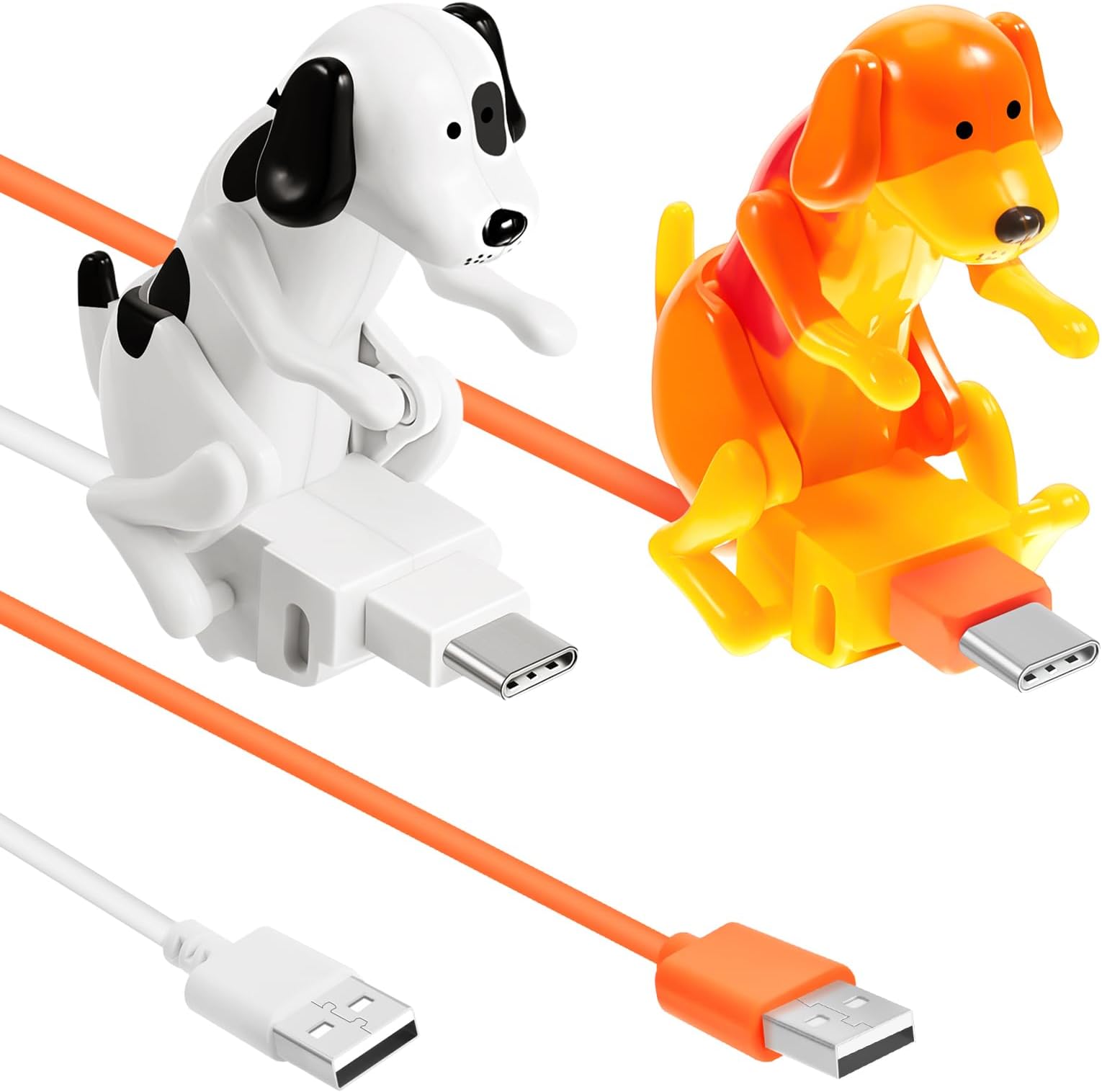 Frienda 2 Pcs Dog Charging Cable Graduation Season Gifts Presents Smartphone USB Data Transmission Dog Cable for Charging of Phones Only Compatible with Type-c(Orange, White,Cute, Spot Style)