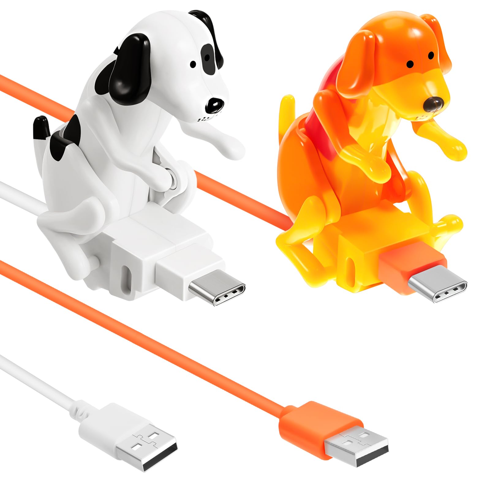 Frienda 2 Pcs Dog Charging Cable Graduation Season Gifts Presents Smartphone USB Data Transmission Dog Cable for Charging of Phones Only Compatible with Type-c(Orange, White,Cute, Spot Style)