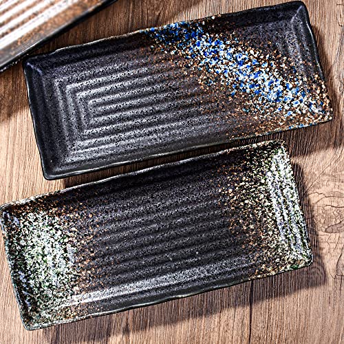 Lmrlcs Sushi Platter, 10.2 Inches Rectangle Serving Plates, Japanese Vintage Plates, Sushi Plate, Porcelain Plates Set Of 4 For Dinner, Parties, Meat, Sushi, Dessert, Dishwasher And Microwave Safe #TOP3