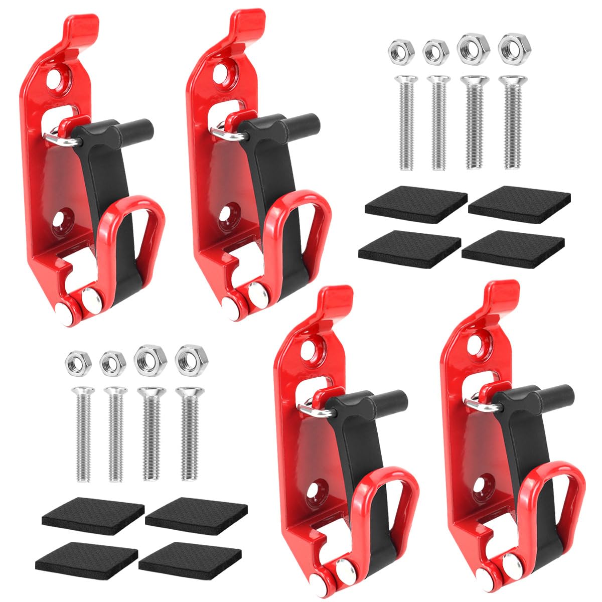 HNBCYRND Shovel Mount for Roof Rack,Metal Rubber Clamps,Wall Mounting Brackets,Quick Release Axe Holder Kit,Car Accessories Clamp Brackets Truck,Boats Overlanding Gear (4 items,Red)