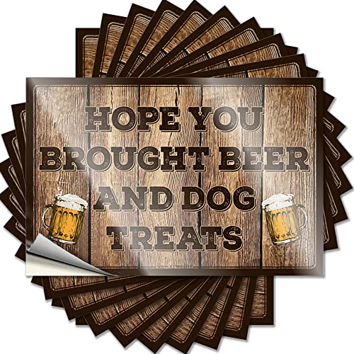 Funny Car Decals Hope You Brought Beer and Dog Treats Funny Sticker 10 Pcs Toolbox Stickers and Decals Decor for Man Cave(12X18CM)