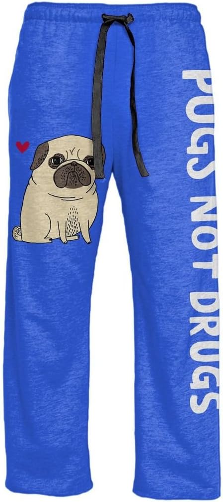 Gemma Correll Pugs Not Drugs Adult Heather Blue Lounge Pants