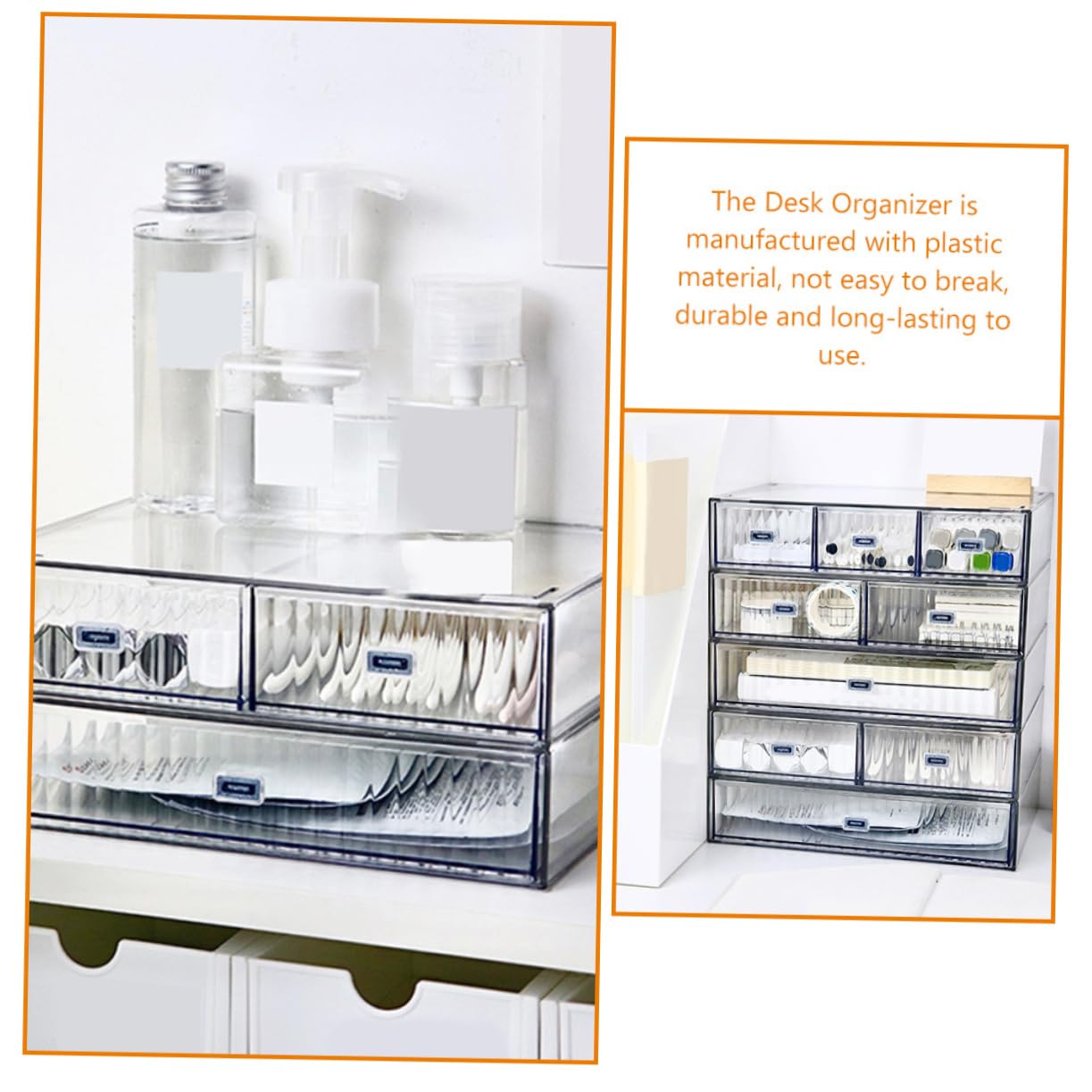 3pezzi Oggetti in Plastica Resistente Organizer Scrivania Multipli Per Cosmetici e Cancelleria Scatola Portaoggetti Per Organizzazione e Stoccaggio