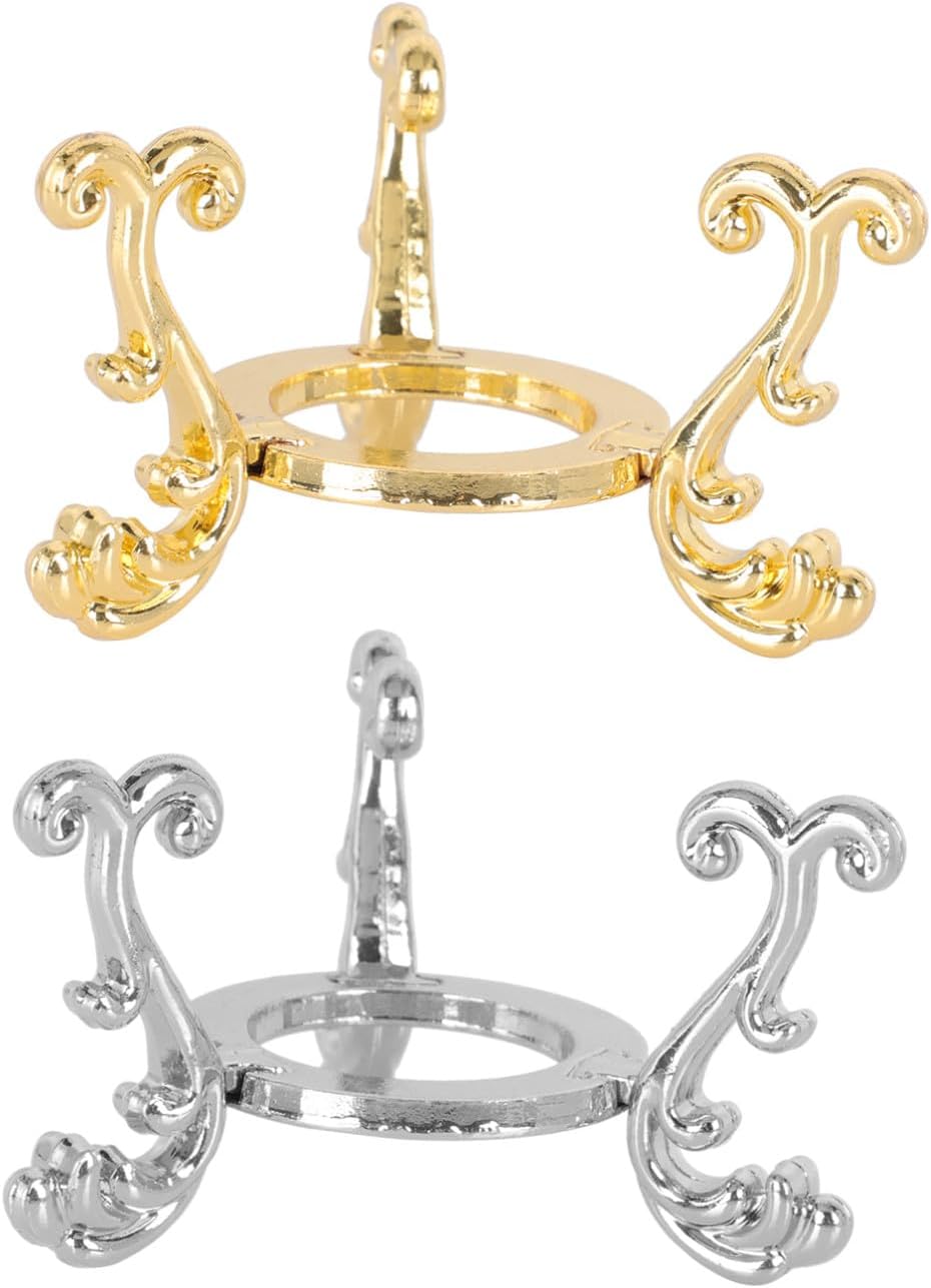 Holibanna 2Pcs Crystal Ball Metal Holder Gold Plated Metal Stand