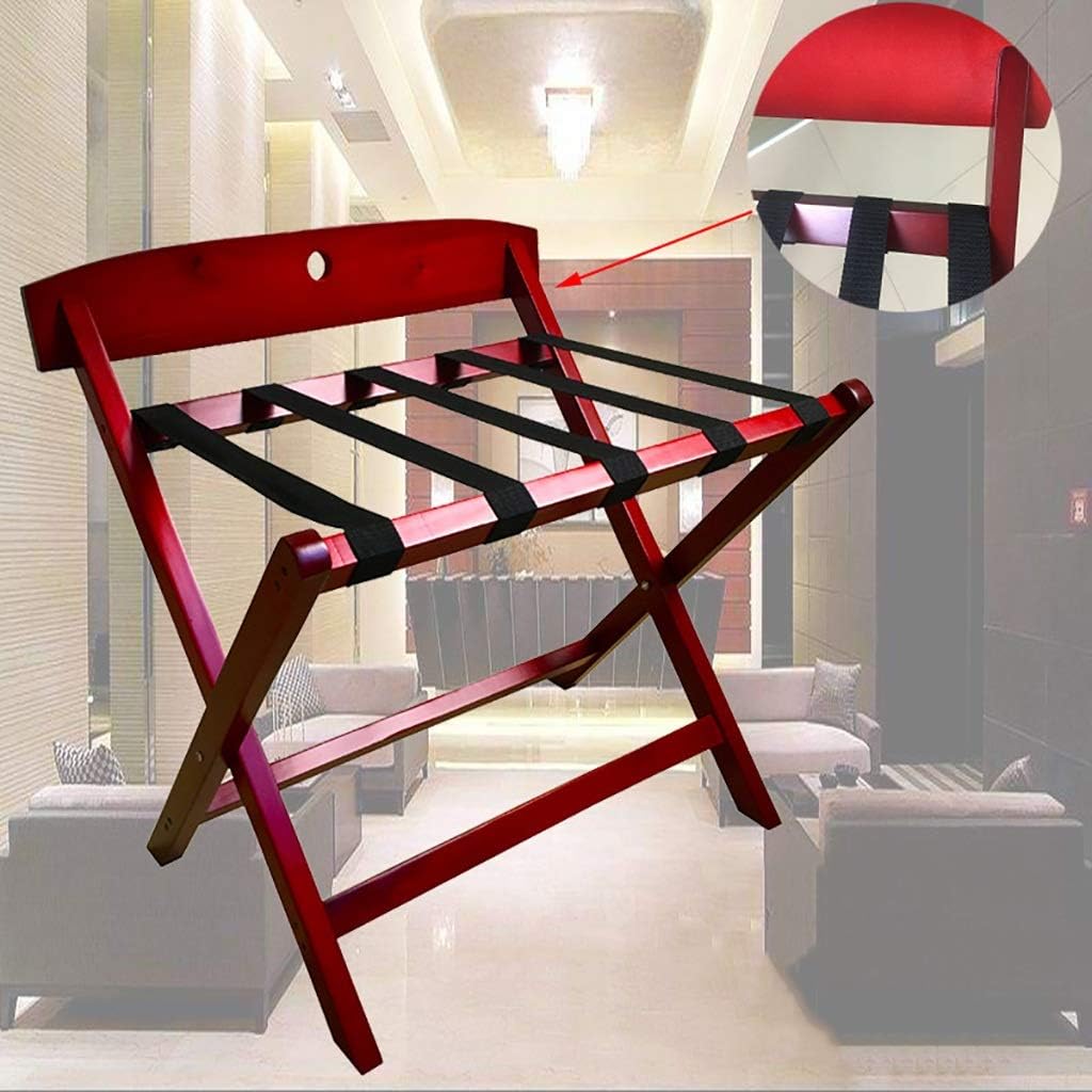 Luggage Rack, Folding Luggage Rack Folding Luggage Rack Hotel Bedroom Suitcase Support Stand with Backrest Wooden,One Color