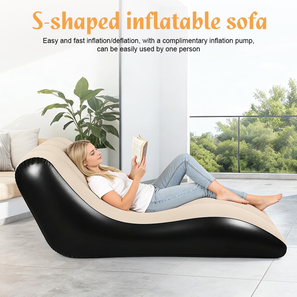 Gohytal Aufblasbares Sofa, Aufblasbar Liege, Aufblasbar Luftbett mit Luftpumpe, Aufblasbare Couch, Sessel, Lounge, Camping Sofa, Geeignet für Drinnen Draußen