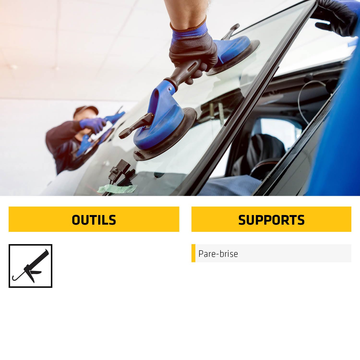 SIKA - Kit de remplacement de pare brise - SikaTack Go - Tout en un - Séchage rapide en 2 heures - Tous types de véhicules - Cartouche + Primer