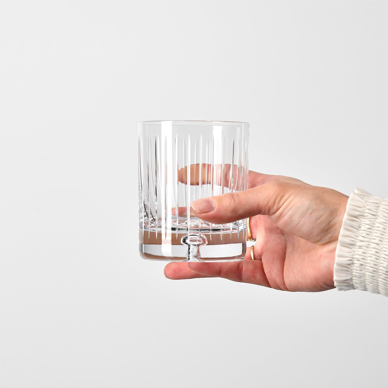 Krosno – Bicchieri da whisky, bourbon e scotch 250 ml, set da 4 – Collezione Saga – Bicchiere in cristallo, intagliato – Fatti a mano – Ideale come regalo