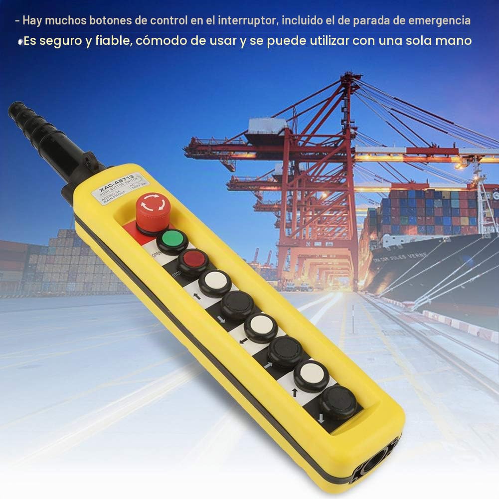 Grúa de Elevación Interruptor de Botón Pulsador Elevación Colgante Controlador Grúa Colgante Estación de Control Arriba Abajo Interruptor de Botón de Elevación Con Parada de Emergencia