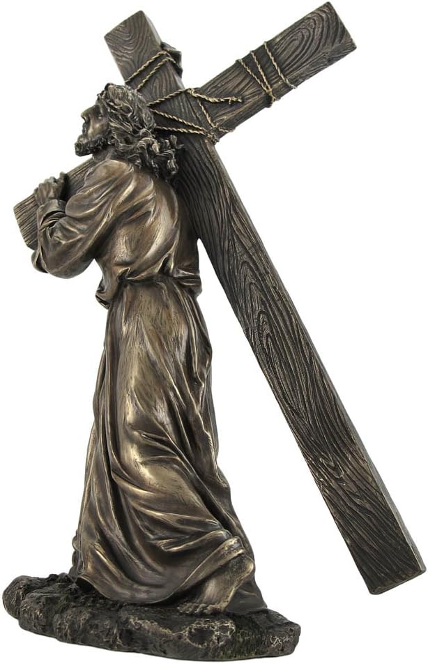 Veronese Design 12 Inch Jesus on The Way to Calvary Cold Cast Resin Bronze Finished Statue Profound Religious Sculpture for Christian Devotion Home Decoration - Image 2