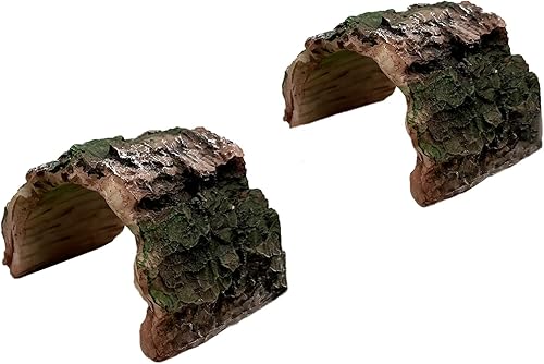 Tfwadmx 2 Pack Small Betta Log Resin Hollow Tree Trunk Ornament, Aquarium Hideout Reptile Cave Tarantula Hide Terrarium Tank Decor for Fish Shrimp