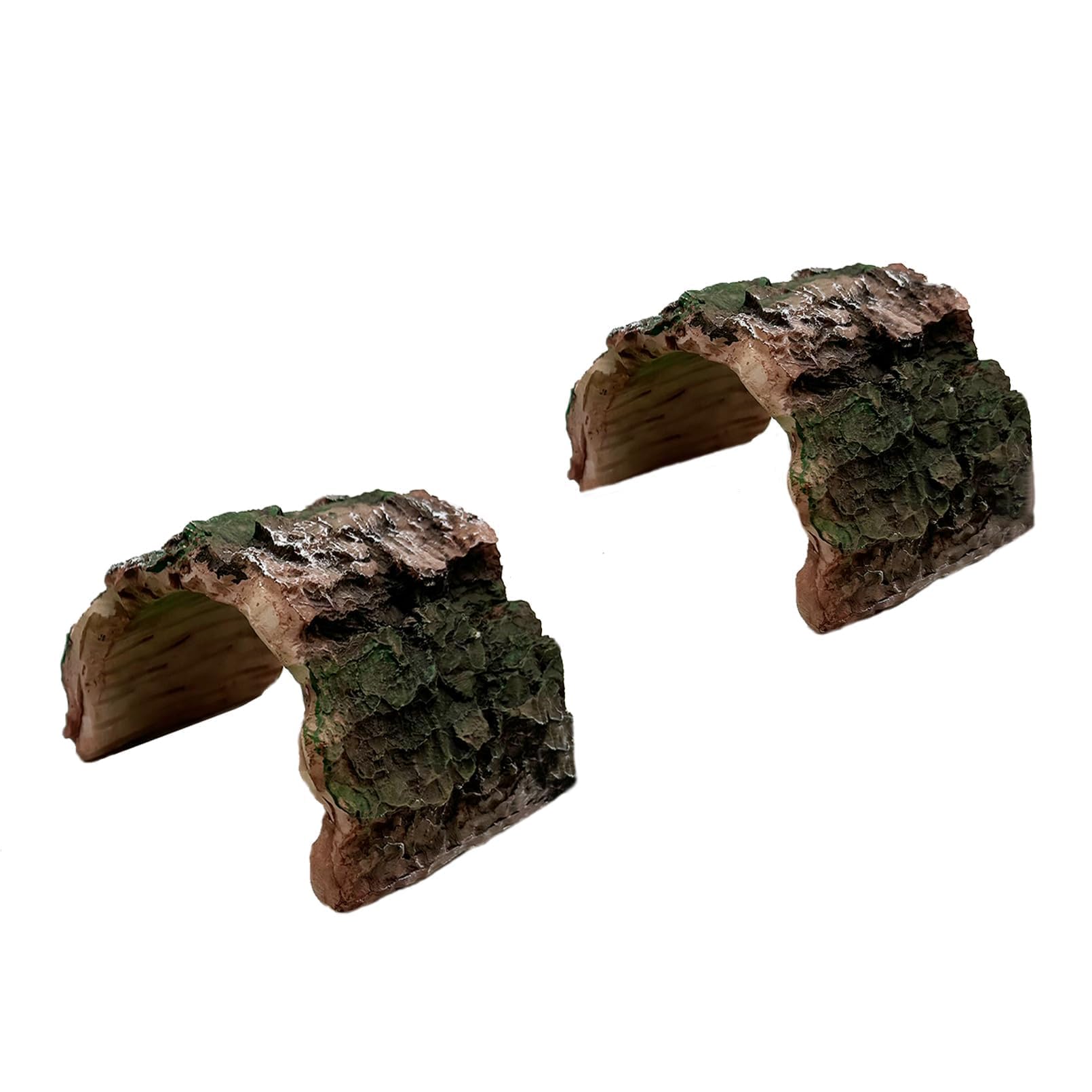 Tfwadmx 2 Pack Small Betta Log Resin Hollow Tree Trunk Ornament, Aquarium Hideout Reptile Cave Tarantula Hide Terrarium Tank Decor for Fish Shrimp or