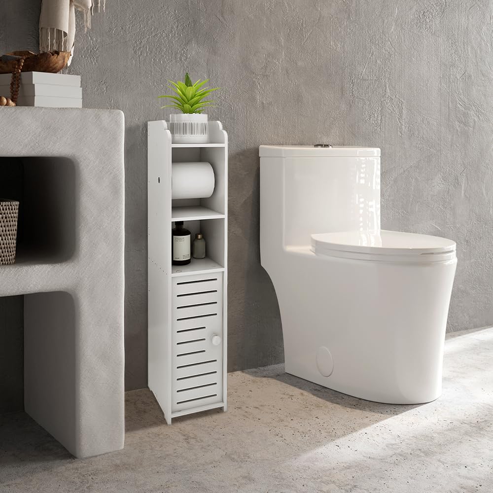 Mobiletto Bagno Stretto 17x15x78 Cm - Bianco, Multripiano, In PP Impermeabile, Salvaspazio Per Piccoli Ambienti - Foto 9