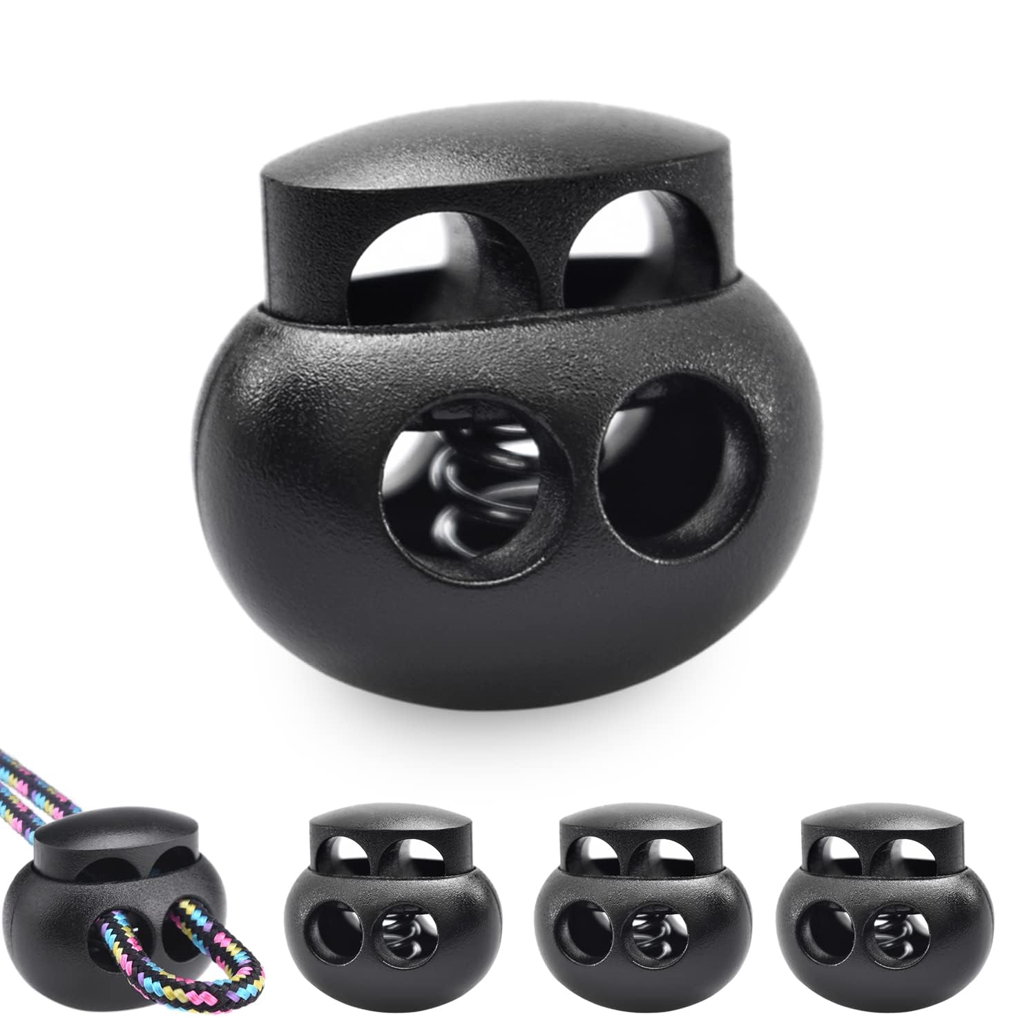 Dzxin Toggles For Drawstrings, 25 Pcs Cord Locks End Toggle Double Hole Spring Stopper Plastic Spring Cord Lock Toggle Stopper For Clothing