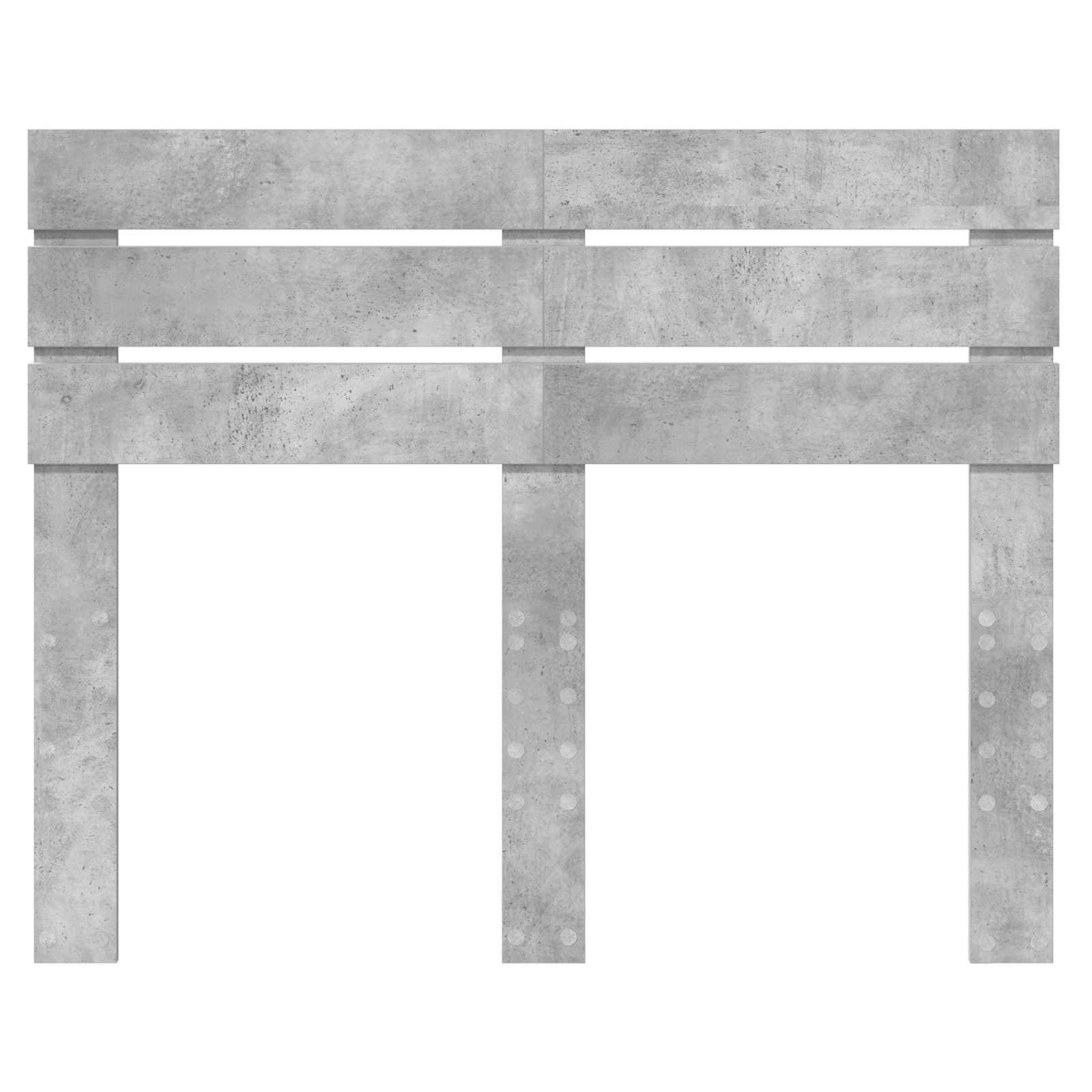 Nowoczesny zagłówek betonowy szary z drewna inżynieryjnego, smukły prostokątny kształt pasujący do większości ram łóżek, wykończony tył, łatwy w utrzymaniu, do użytku wewnętrznego.