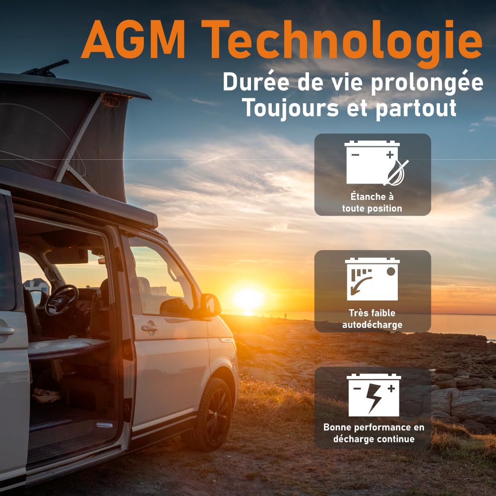 EXAKT Batteria AGM 100Ah 12V batteria per Camper Caravan Sistemi Off-Grid Pannelli Solari Barca resistente ai cicli Sigillata Senza Manutenzione