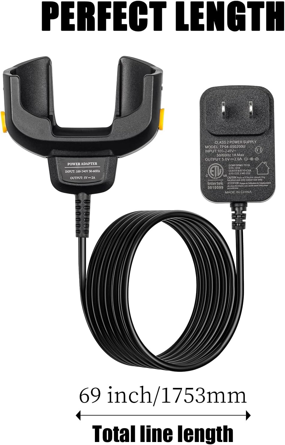 Sicimly TC77 Charger,for Zebra for Symbol TC70 TC72 TC70X TC75 TC75X TC77HL TC720L TC75EK TC700H TC700K,5.75ft PDA Android Barcode Scanners Charger (Includes Power Supply).