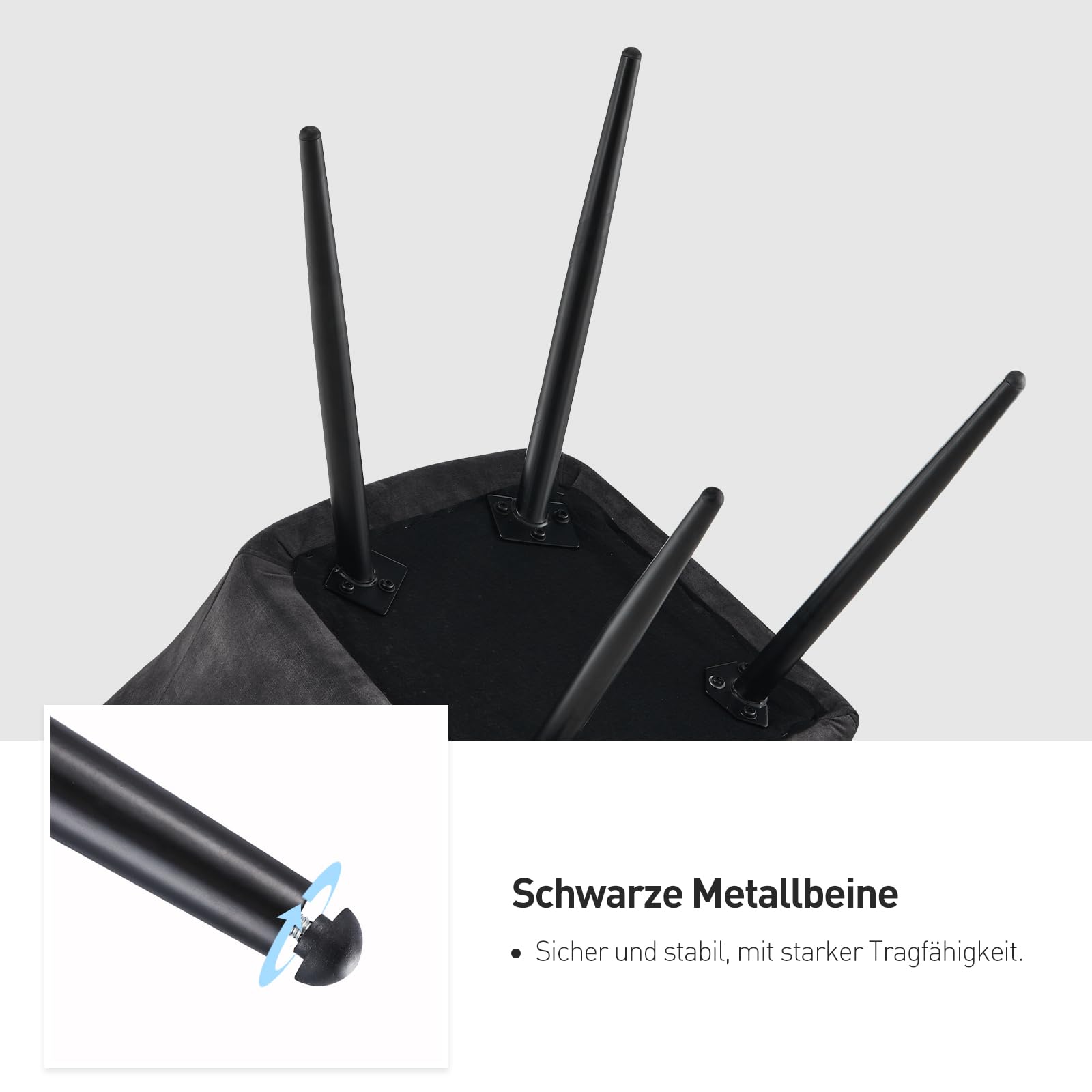 CLIPOP Esszimmerstühle 2er Set, Küchenstühle Grau Samtstoff Wohnzimmerstühle Polsterstühle mit Armlehne Metallbeine Polstersessel Stühle für Esszimmer Wohnzimmer Küche (2, Samt Kohlenstoffgrau)