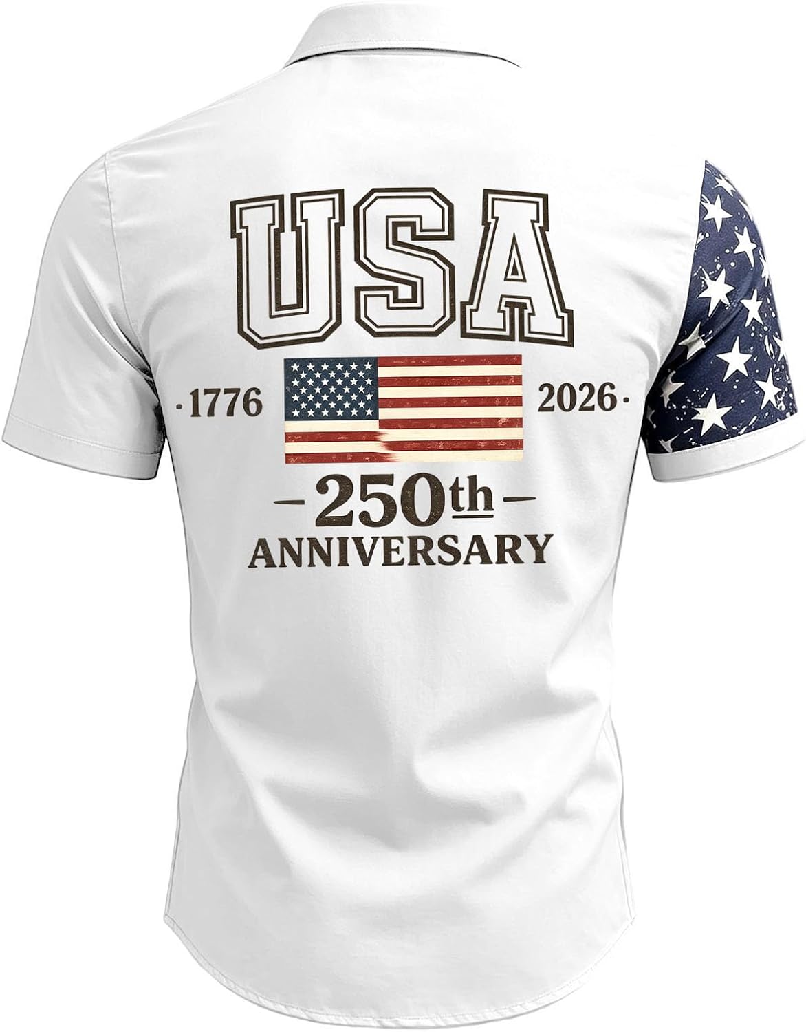 USA Anniversary Shirts Mens Hawaiian Button Down Collared Lightweight Breathable Freedom Independent Top