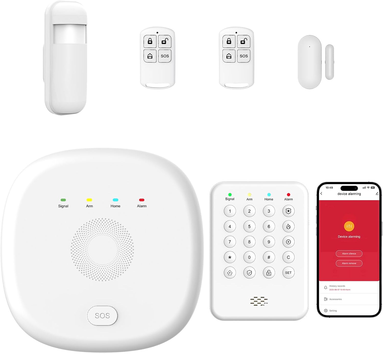 WiFi Wireless Home Security System - Smart Home & Business Alarm System, Expandable, Standalone Keypad, App Alerts, No Monthly Fee, Alexa Compatible, Door/Window Sensors & Motion Detectors & Remote