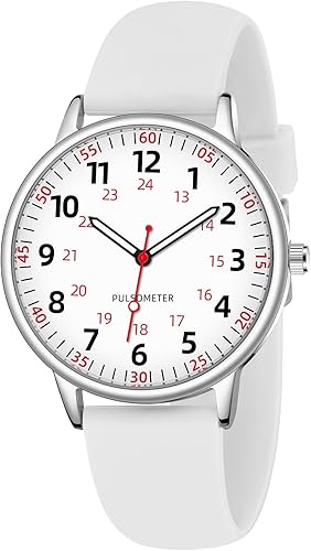 Miniatura 10 de Reloj de enfermera para mujer, resistente al agua, analógico, de silicona, con segundero, reloj de enfermería