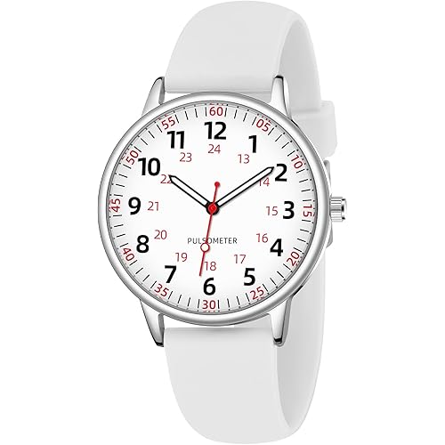 TWOPTION Nurse Watch for Women Waterproof Analog Silicone Watch with Second Hand Nursing Watch