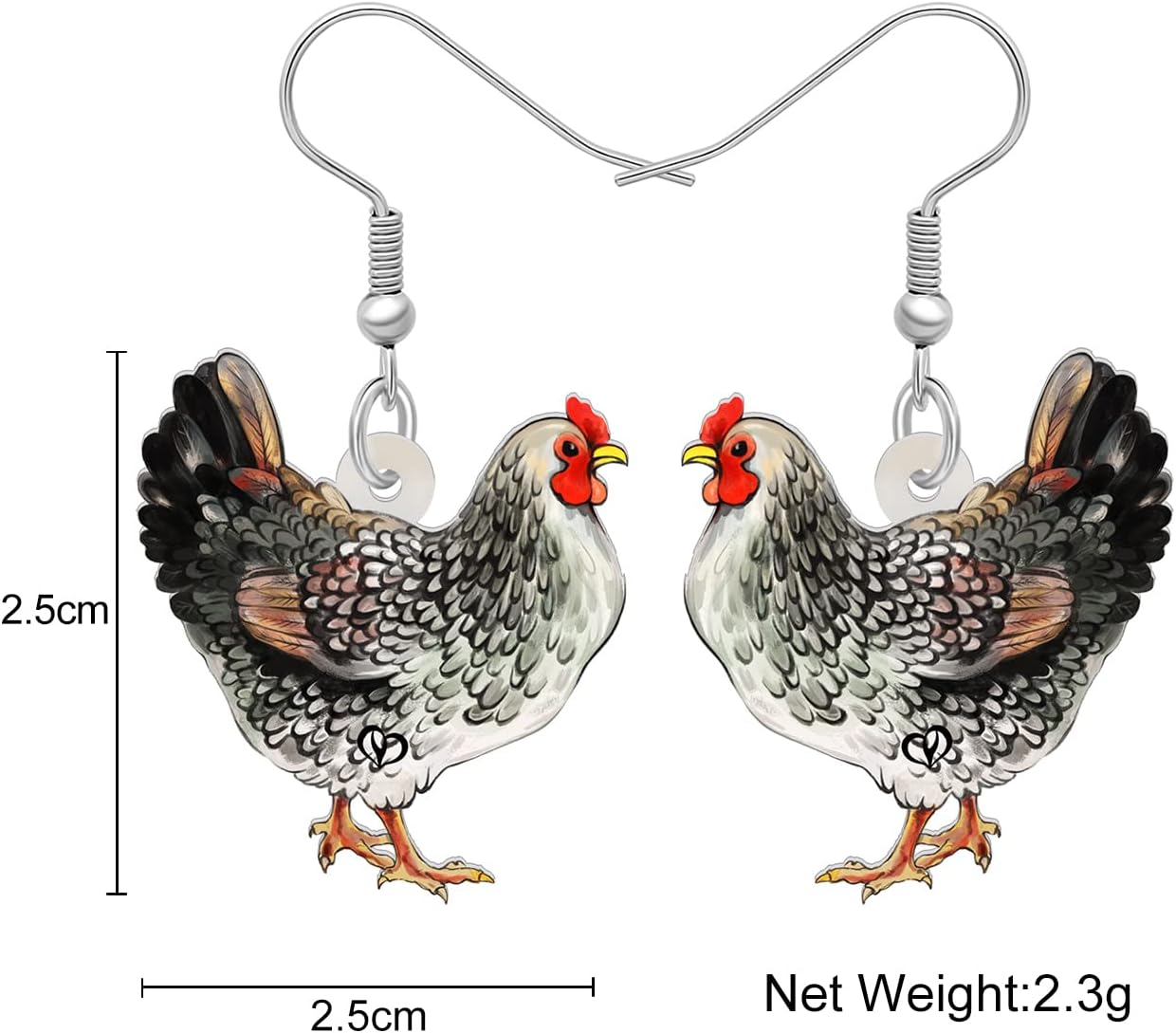NEWEI Acrylic Cute Chicken Earrings Dangle Charms Chicken Gifts for Women Farm Animals Jewelry - Image 5
