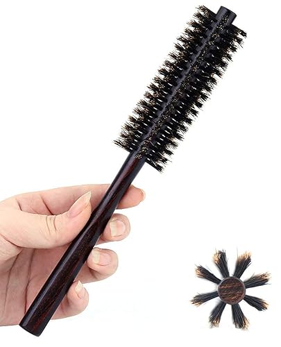 Miniatura 2 de Cepillo de pelo con cerdas de jabalí 100% para cabello fino o corto, cepillo redondo de 1 pulgada para secado por soplado