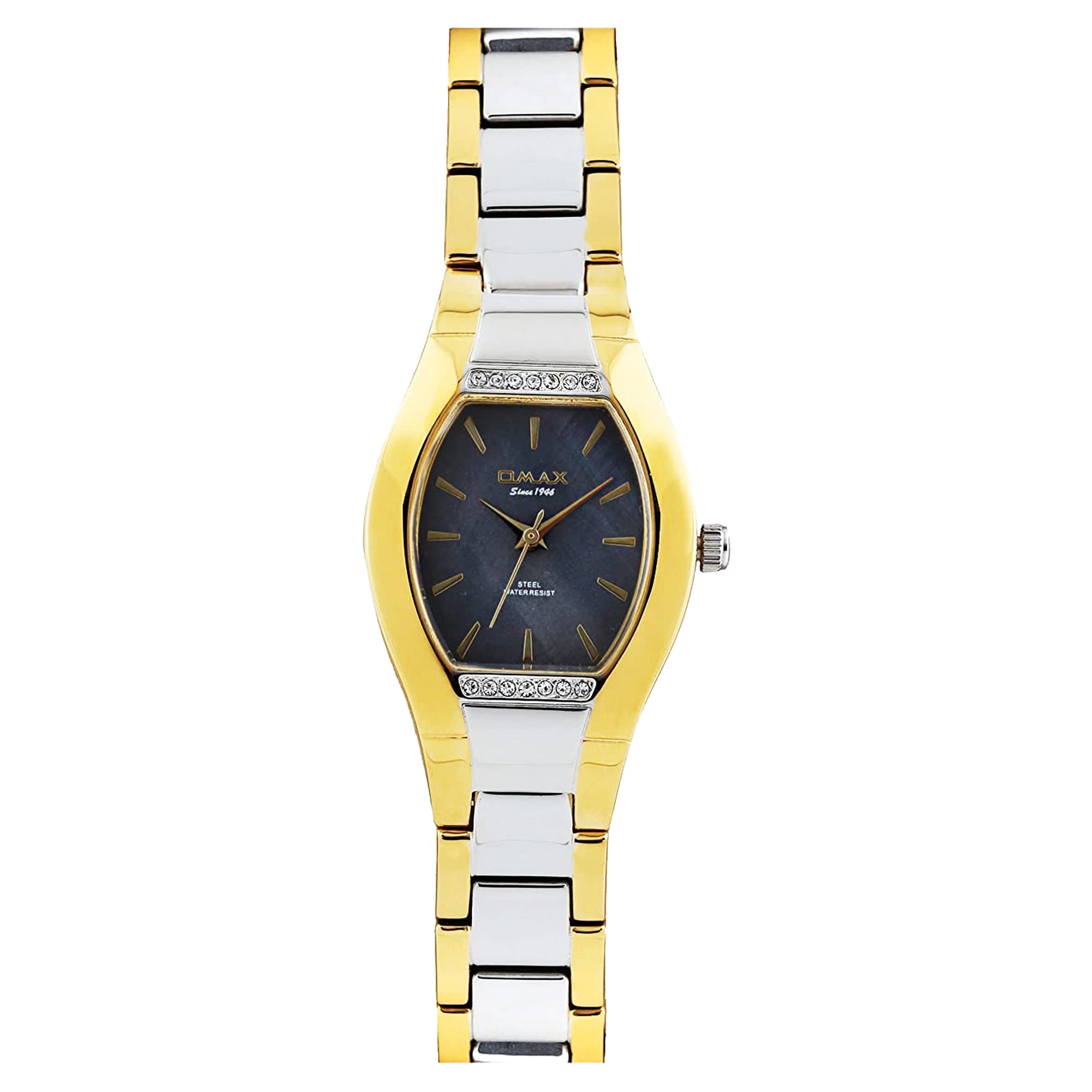 OMAX Analog Black Dial Gold Silver Stainless Steel Women Wrist Watch with Mother of Pearl Dial-LS200 (B00Q2MJY0C) Amazon Price History, Amazon Price Tracker