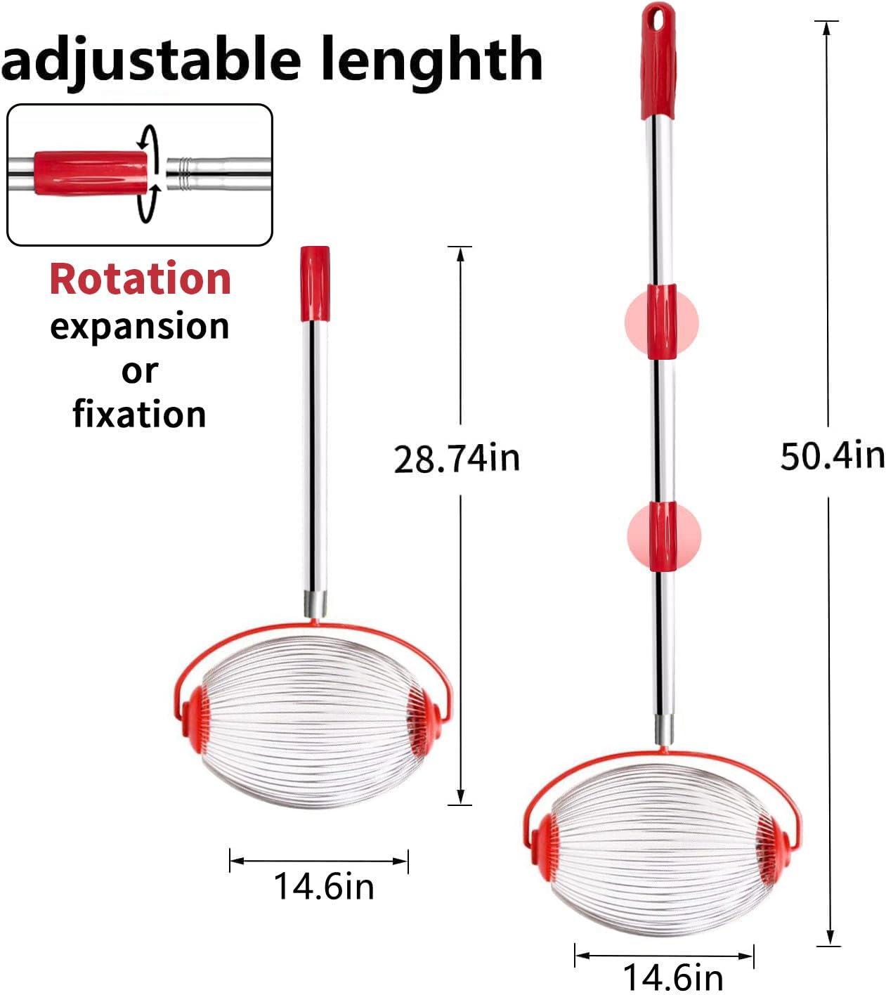 LEJIEYIN Grand Collecteur de Noix Réglable et Léger pour L'extérieur, Rouleau Ramasse Noix Acier Inoxydable Outils de Jardinage pour Fruits Ferme Famille