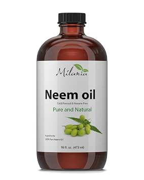 MILANIA Neem Oil GLASS BOTTLE Virgin, Cold Pressed, Unrefined Pure Natural Oil 16 fl. oz.