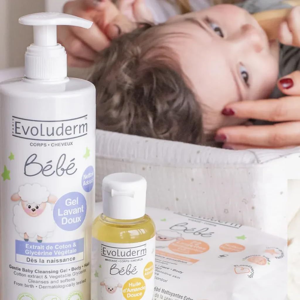 EVOLUDERM - Gel Lavant Doux Corps & Cheveux Bébé - 500 ml - 96% d'Origine Naturelle - Végan - Fabrication Française - Lot de 3 x 500 ml