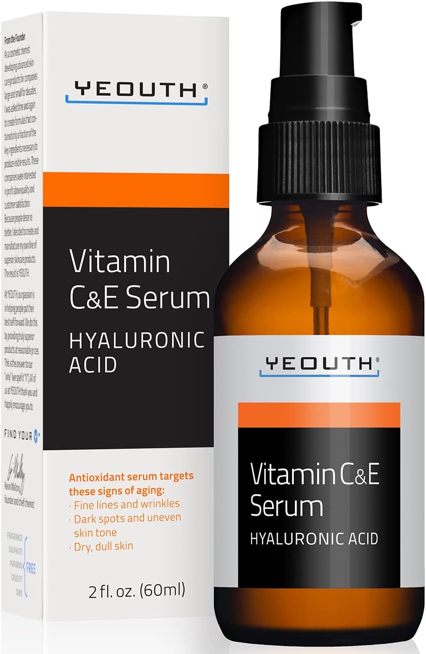 Vitamin C & E Face Serum with Hyaluronic Acid, Moisturising Day Serum