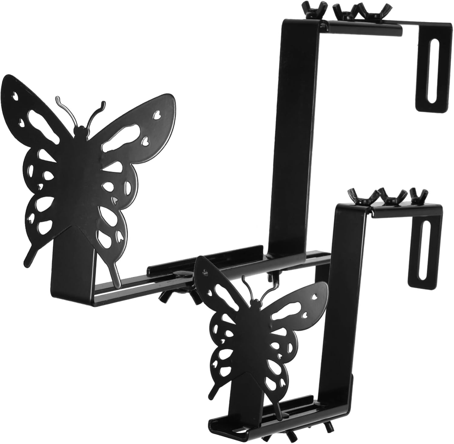 2pcs Rail Planter Hangers Sturdy Hanging Rack for Outdoor Indoor Plants Fence Hooks Wall Mount Brackets