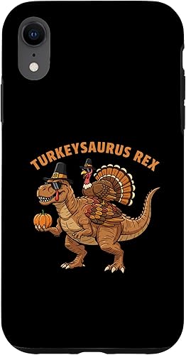 Turkeysaurus Rex Thanksgiving Dino, Funny Turkey Day T-Rex Case for iPhone XR