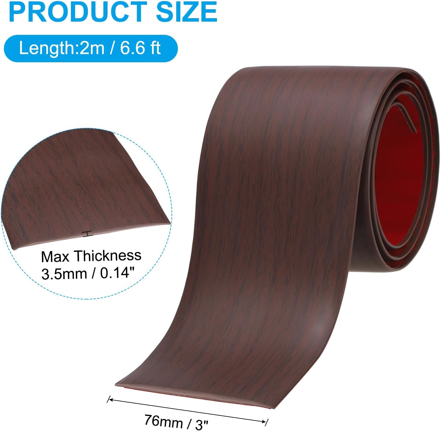 PATIKIL Self Adhesive Floor Transition Strip 3 in x 6.6 Ft, Vinyl Laminate Floor Flat Divider for Joining Floor Gaps Doorways Carpet Cover Floor Tiles Red Oak